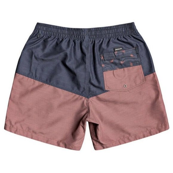 Quicksilver NWT Rust & Navy Color Block Boardshorts Tie-Waist Men $55 Swim XL - Picture 2 of 8